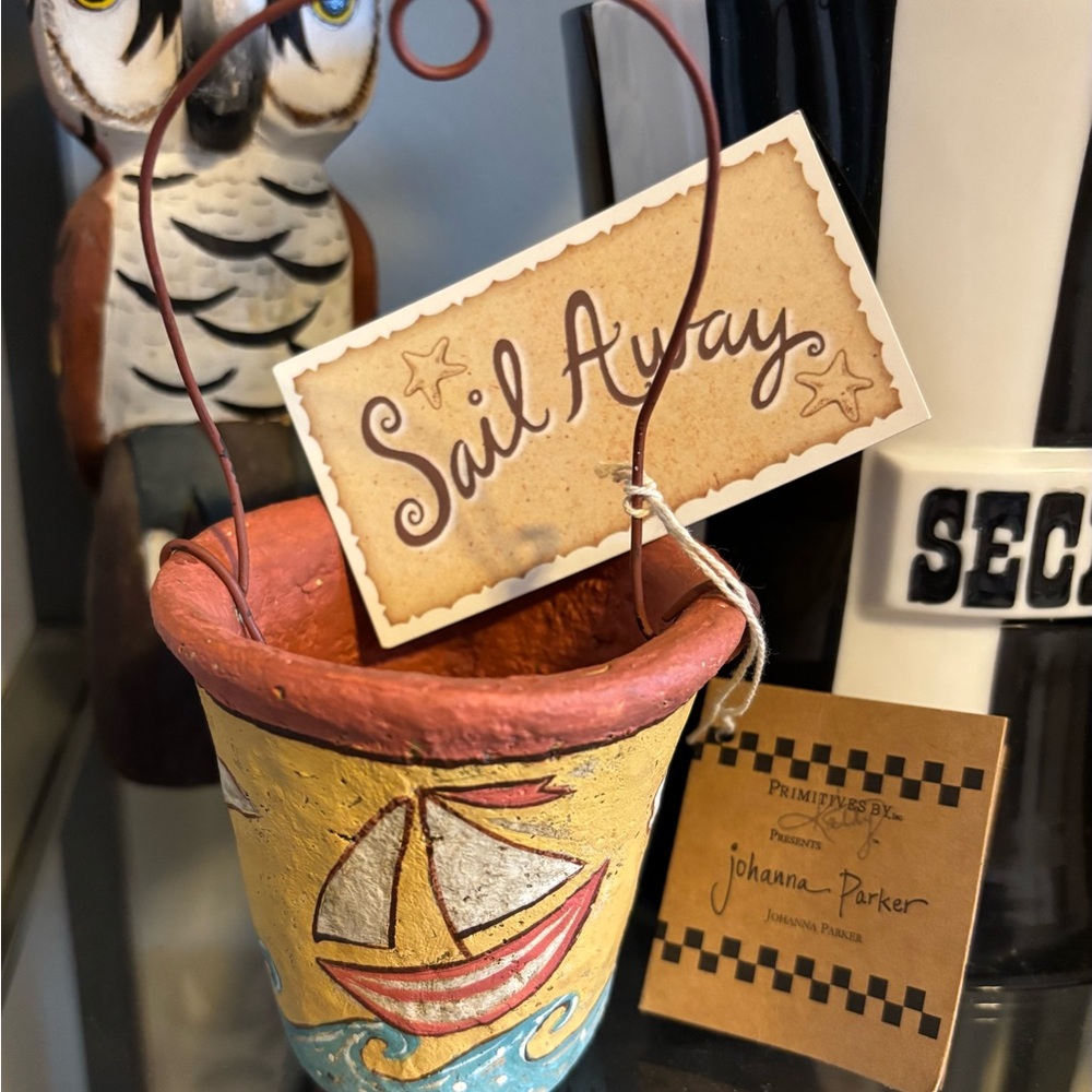 Johanna Parker Sail Away Nautical Themed Decorative Small Bucket